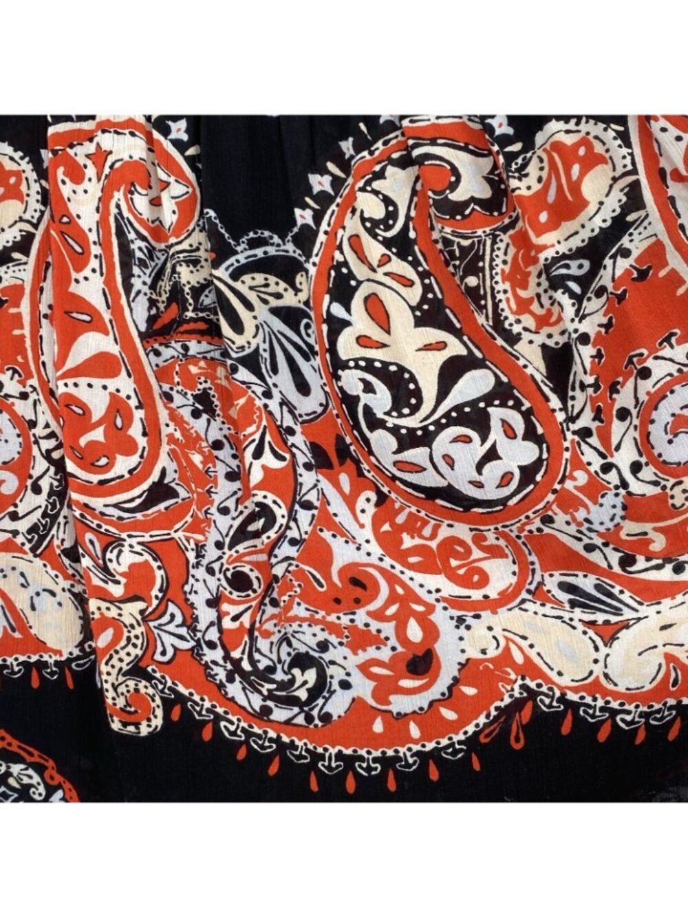 LOFT Women's Size M Red Paisley Blouse Flare Sleeves Rayon Boho - Picture 8 of 10
